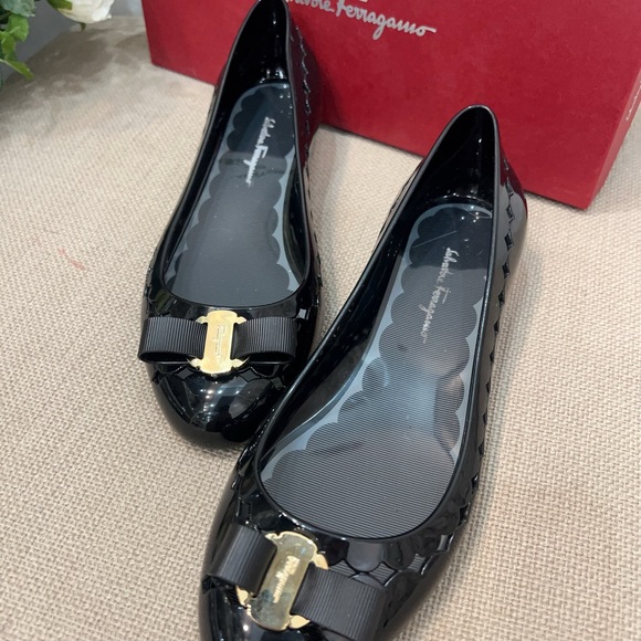 Salvatore Ferragamo Shoes - Salvatore Ferragamo Black Patent Leather Flats